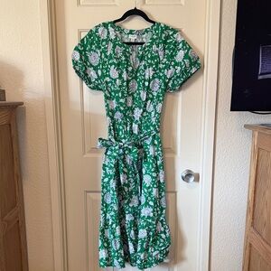 Keyhole Floral Tie-Waist Midi Dress